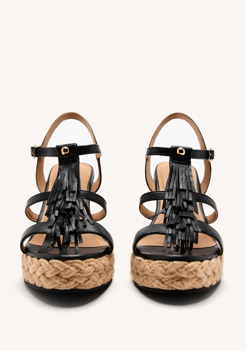SANDALIAS CUÑA PIEL FLECOS ELDERON