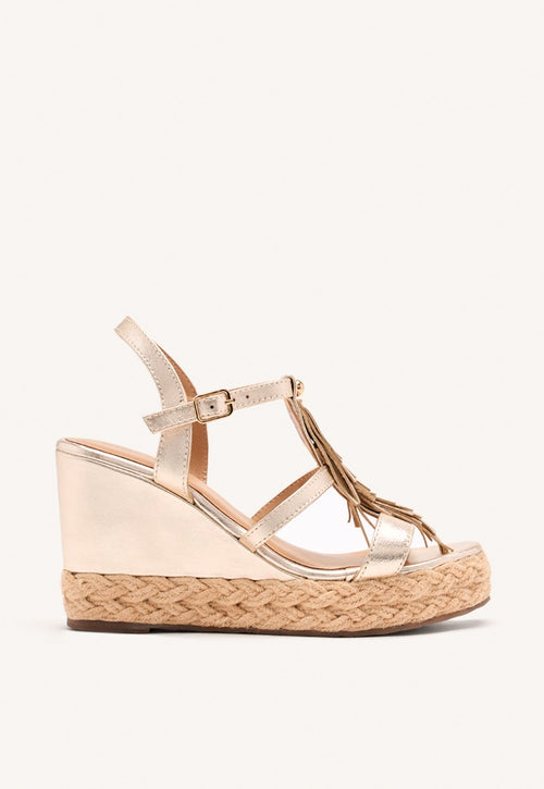 SANDALI CON ZEPPA PELLE CON FRANGE ELDERON
