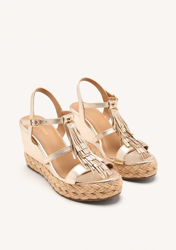 SANDALIAS CUÑA PIEL FLECOS ELDERON