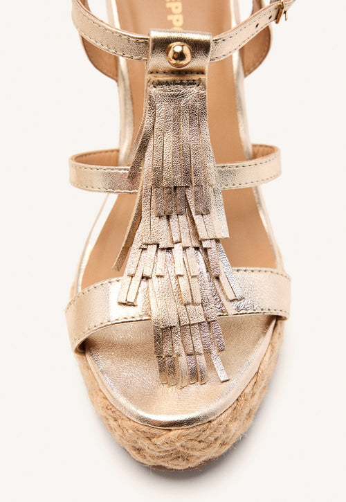SANDALI CON ZEPPA PELLE CON FRANGE ELDERON