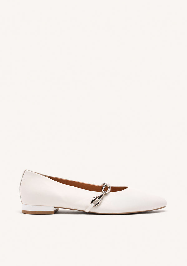 CHAIN LEATHER BALLET FLATS HALLIE