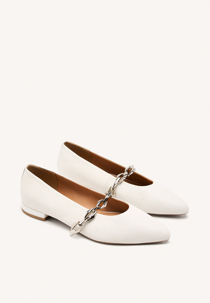 CHAIN LEATHER BALLET FLATS HALLIE