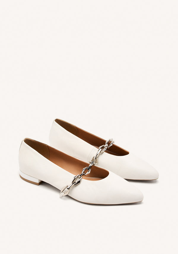 CHAIN LEATHER BALLET FLATS HALLIE