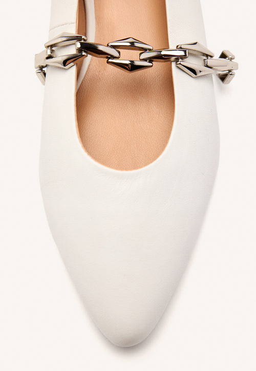 CHAIN LEATHER BALLET FLATS HALLIE
