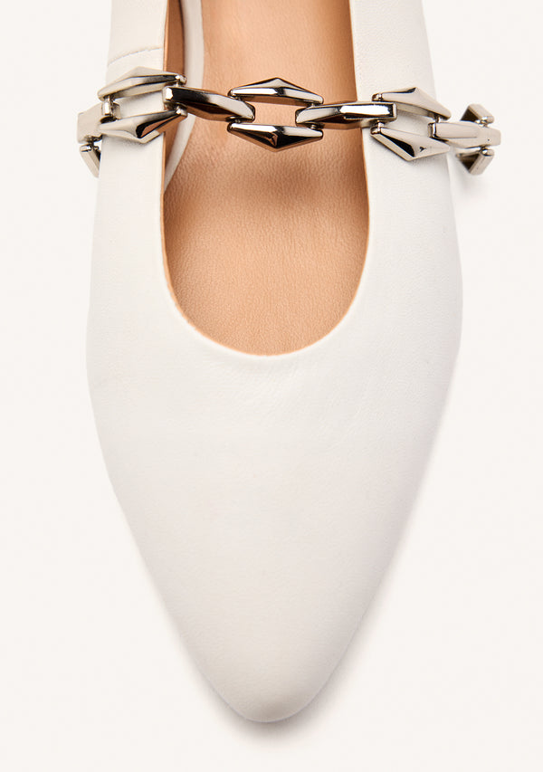 CHAIN LEATHER BALLET FLATS HALLIE