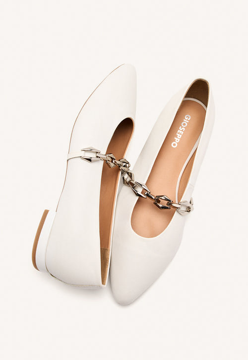 CHAIN LEATHER BALLET FLATS HALLIE