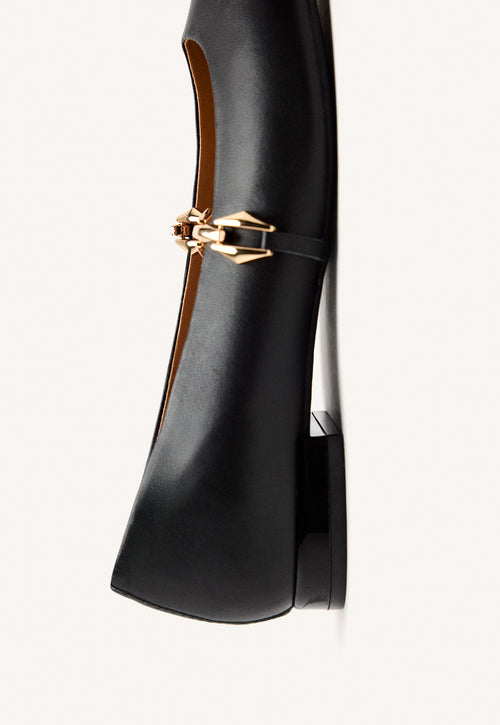 CHAIN LEATHER BALLET FLATS HALLIE