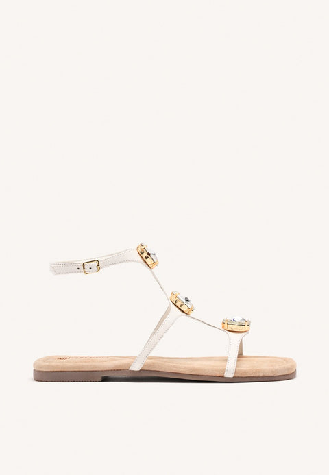 SANDALES PLATES CUIR ET STRASS LYNNFIELD
