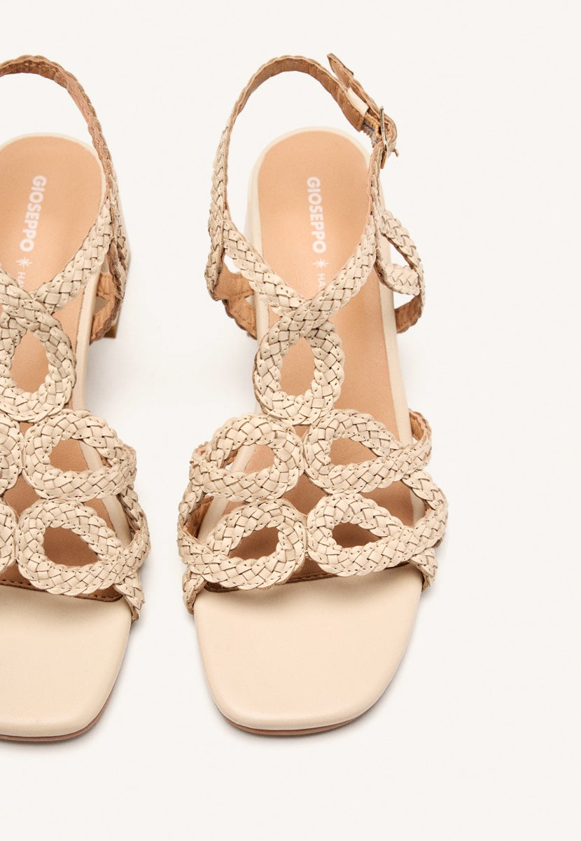 BRAIDED LEATHER HEEL SANDALS CRESCENT