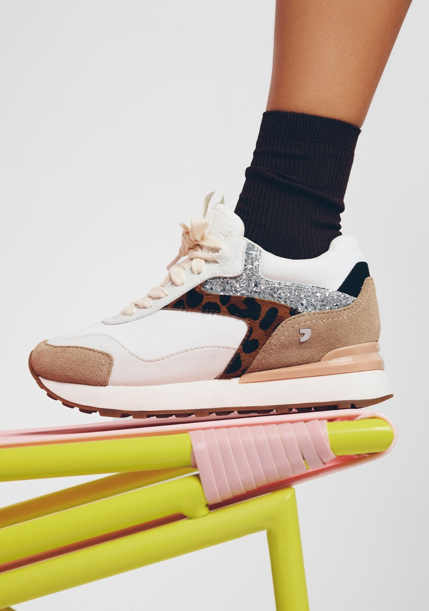 SNEAKERS PELLE CON ZEPPA LEOPARDATA E SHINE ETNA