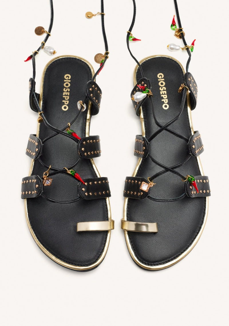 SANDALIAS PIEL ABALORIOS Y TACHAS IONE