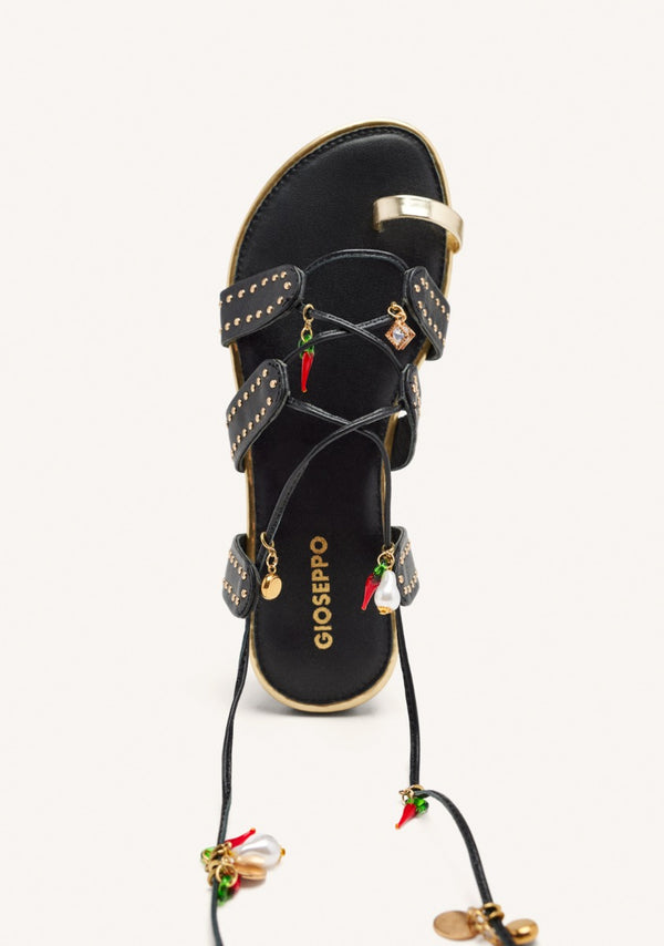 SANDALIAS PIEL ABALORIOS Y TACHAS IONE