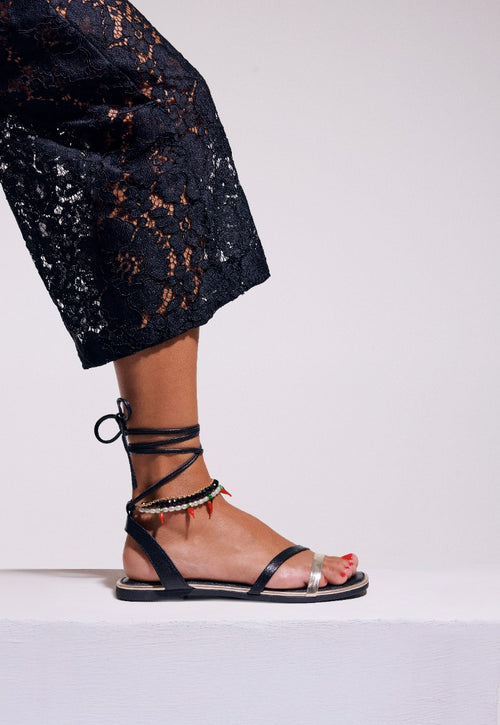 BEADED LEATHER SANDALS MILLIE