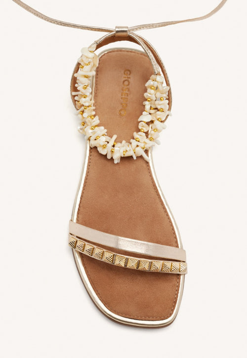 LEATHER SANDALS WITH STUDS AND BEADS PHOEBE