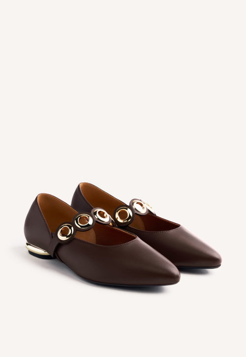 EYELET LEATHER BALLET FLATS NIMROD