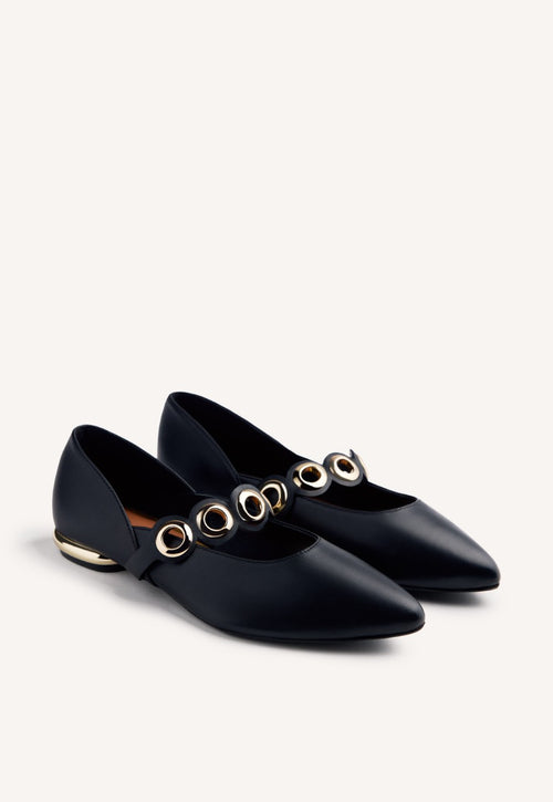 EYELET LEATHER BALLET FLATS NIMROD