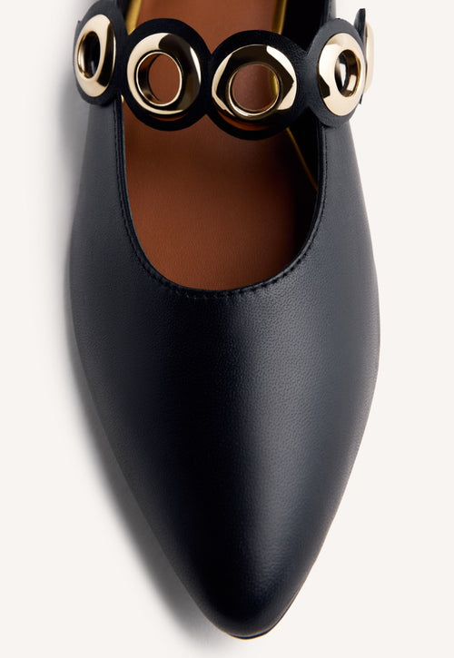 EYELET LEATHER BALLET FLATS NIMROD