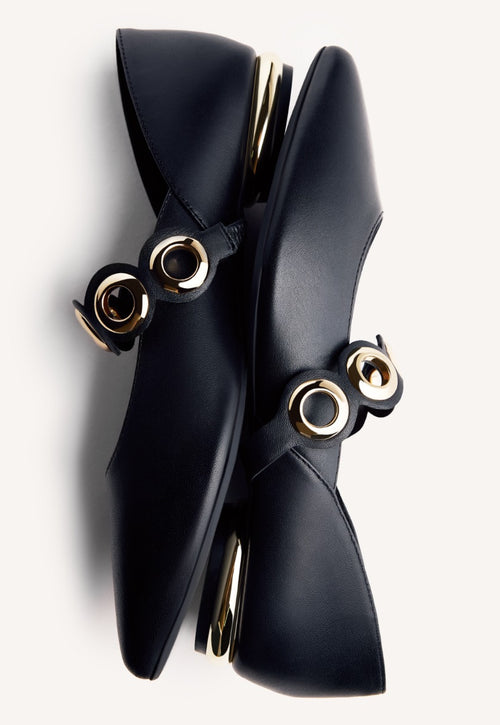 EYELET LEATHER BALLET FLATS NIMROD