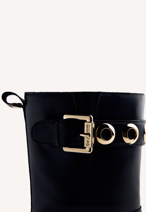 EYELET LEATHER BIKER BOOTS BELLAIRE