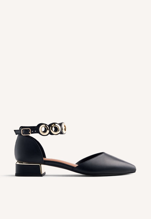 EYELET LEATHER BALLET FLATS BEJOU