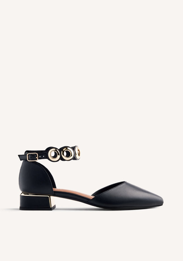 EYELET LEATHER BALLET FLATS BEJOU