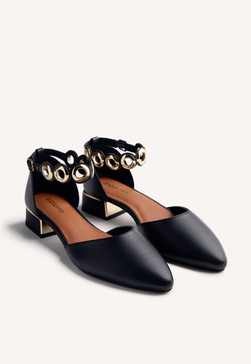 EYELET LEATHER BALLET FLATS BEJOU