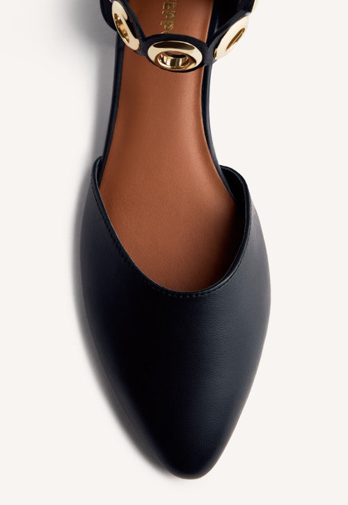EYELET LEATHER BALLET FLATS BEJOU