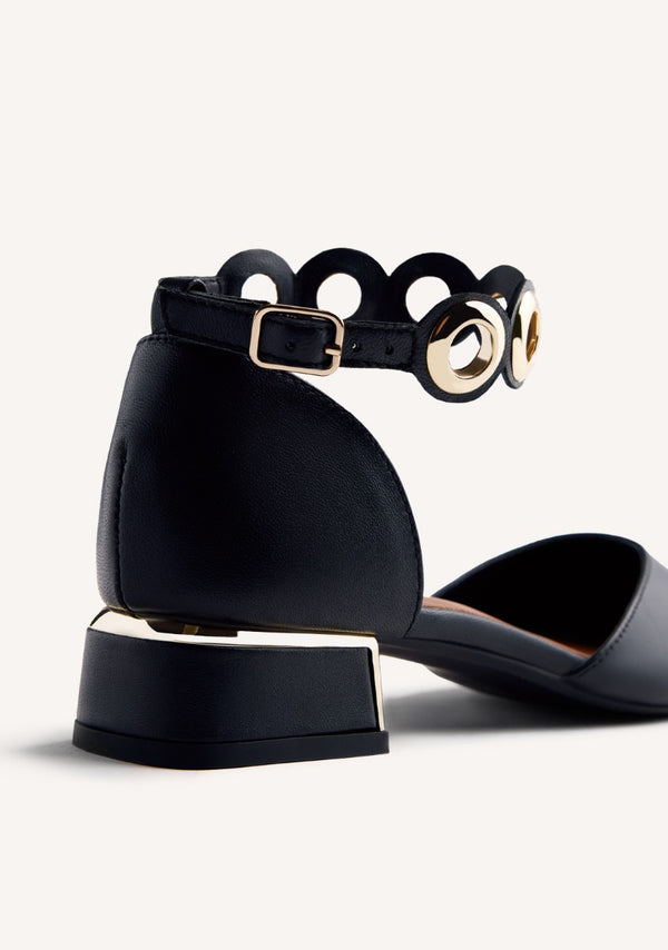 EYELET LEATHER BALLET FLATS BEJOU