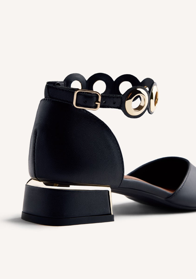 EYELET LEATHER BALLET FLATS BEJOU