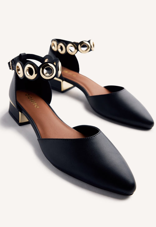 EYELET LEATHER BALLET FLATS BEJOU