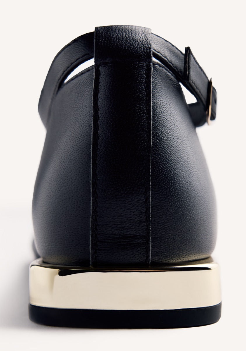 LEATHER CHAIN BALLET FLATS ELSIE
