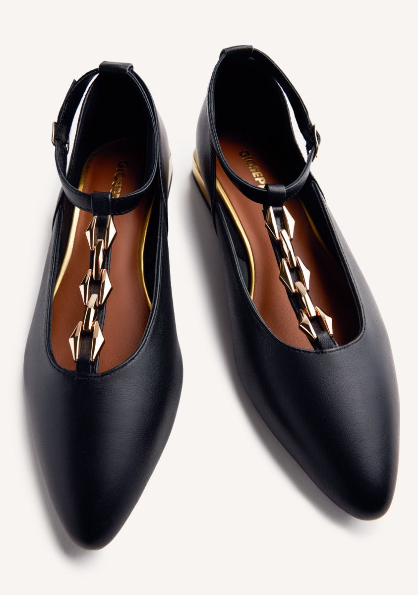 LEATHER CHAIN BALLET FLATS ELSIE