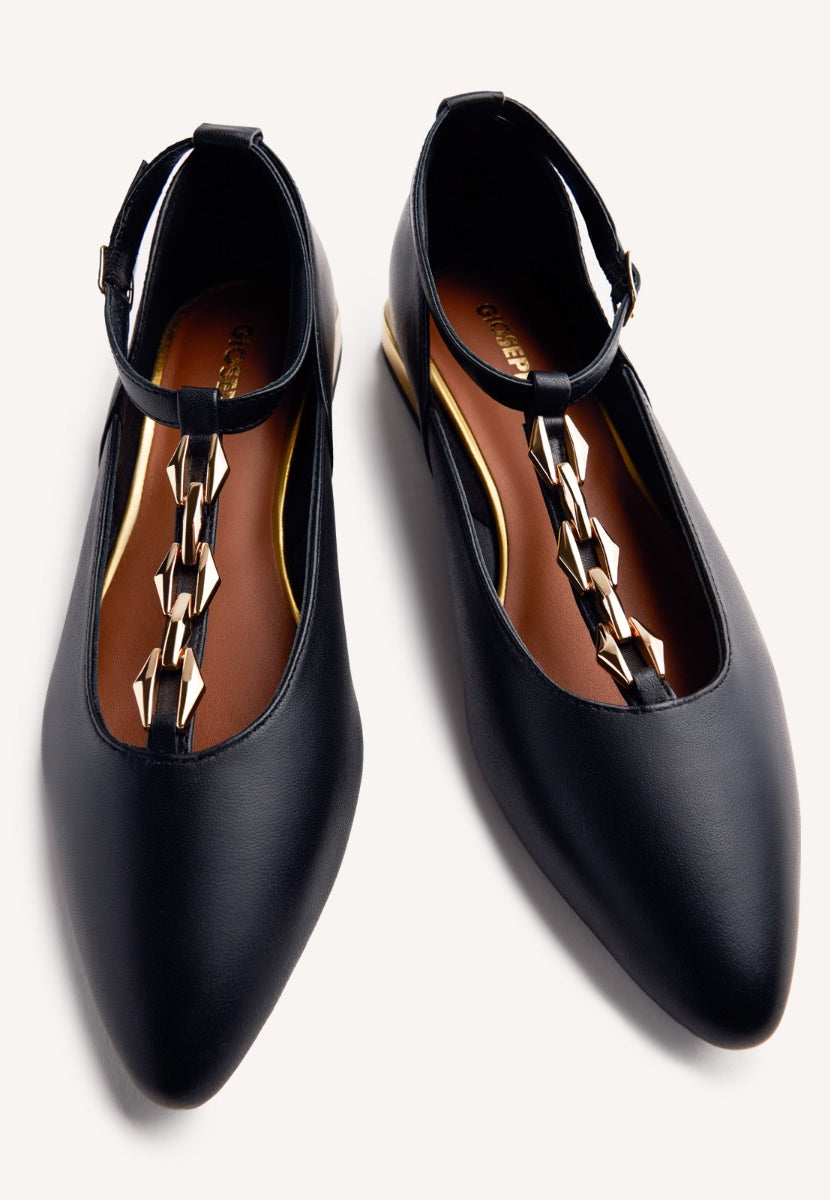 LEATHER CHAIN BALLET FLATS ELSIE