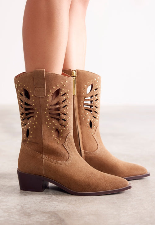 LEATHER ANIMAL PRINTBOY BOOTS MILTONA