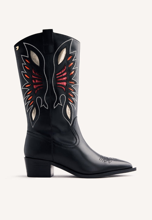 LEATHER ANIMAL PRINTBOY BOOTS NISSWA