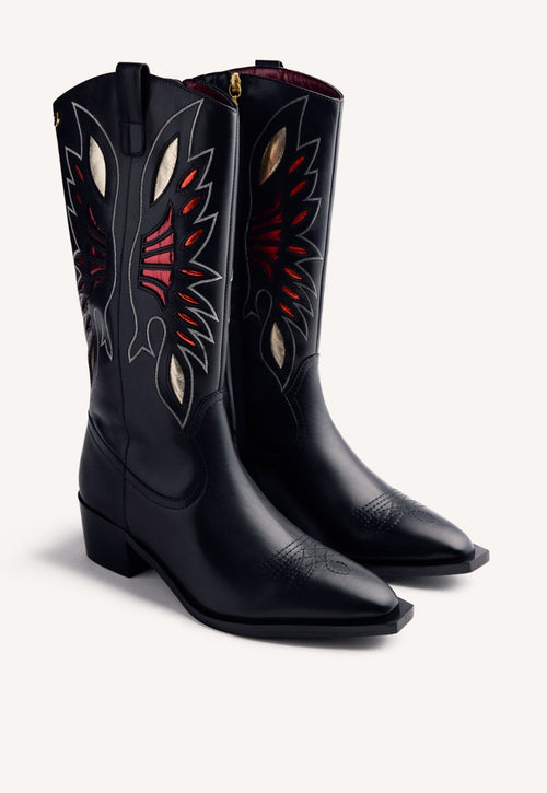 LEATHER ANIMAL PRINTBOY BOOTS NISSWA