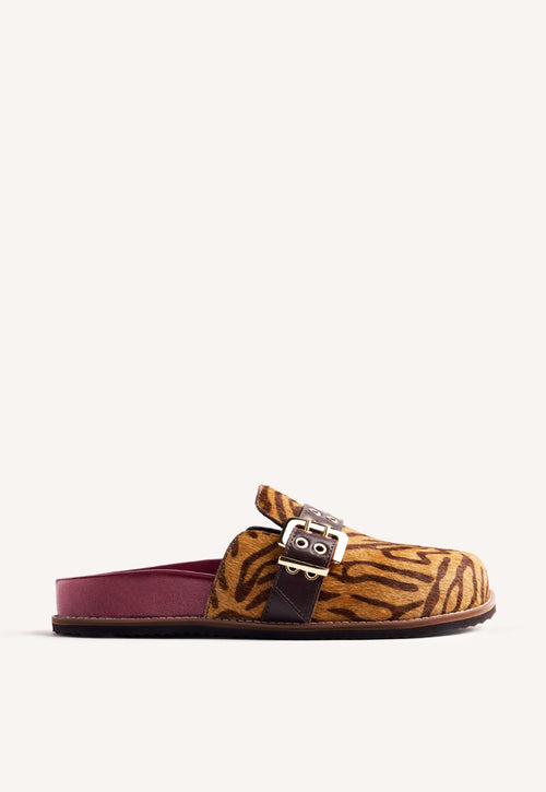 ANIMAL PRINT LEATHER CLOGS BEULAH