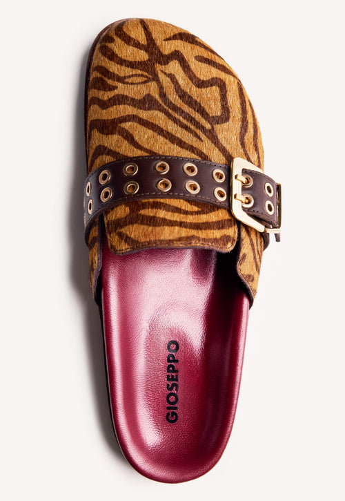 ANIMAL PRINT LEATHER CLOGS BEULAH