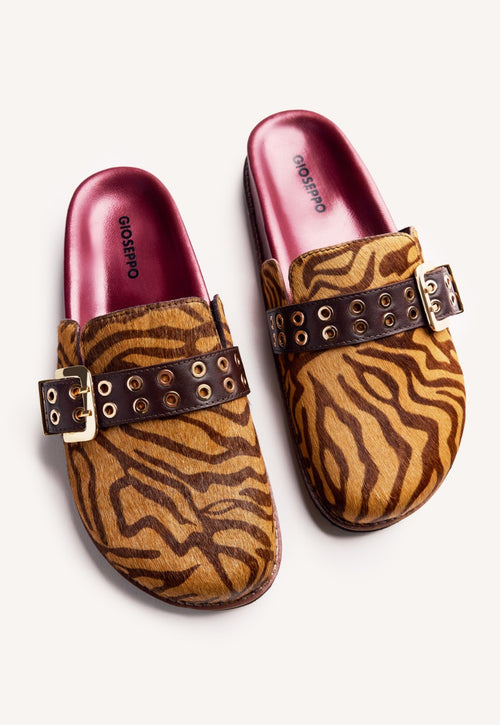 ANIMAL PRINT LEATHER CLOGS BEULAH