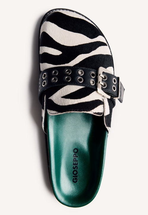 ANIMAL PRINT LEATHER CLOGS BEULAH