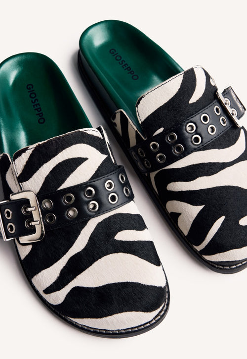 ANIMAL PRINT LEATHER CLOGS BEULAH