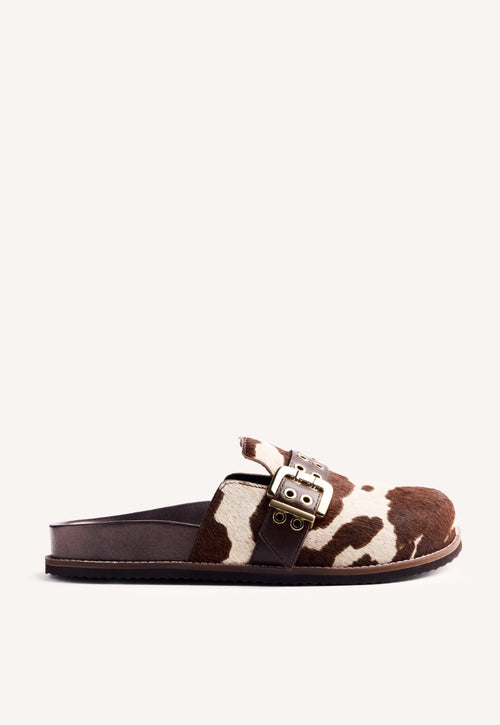 ANIMAL PRINT LEATHER CLOGS BEULAH