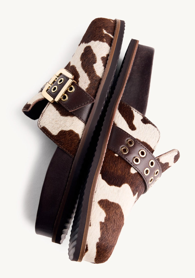 ANIMAL PRINT LEATHER CLOGS BEULAH
