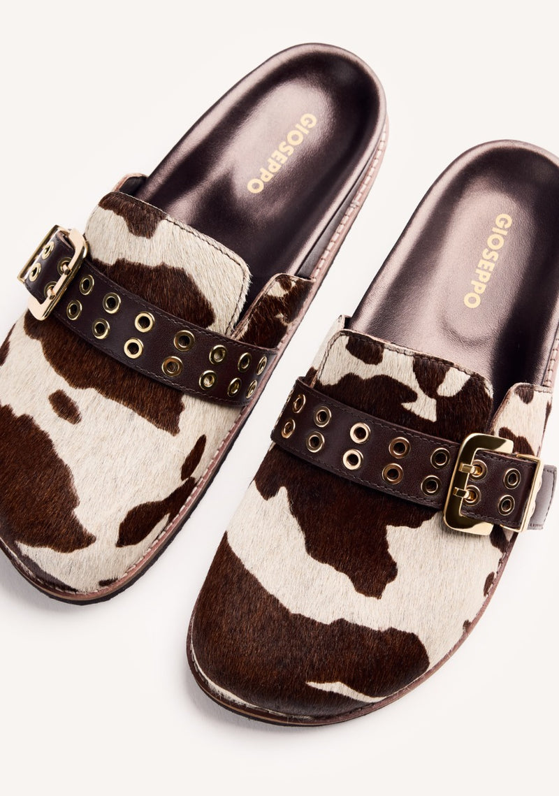 ANIMAL PRINT LEATHER CLOGS BEULAH