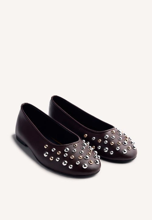 STUDDED LEATHER BALLET FLATS GONVICK