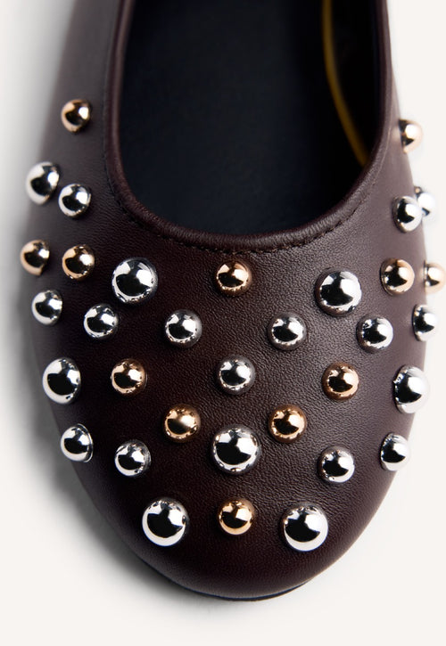 STUDDED LEATHER BALLET FLATS GONVICK