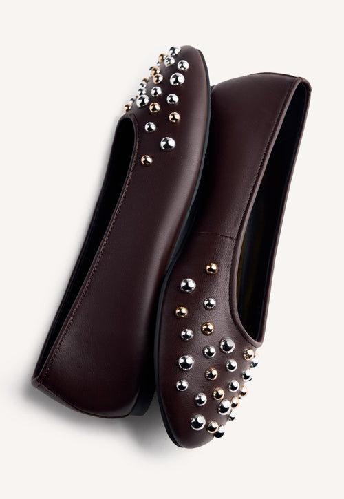 STUDDED LEATHER BALLET FLATS GONVICK