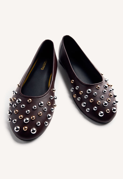 STUDDED LEATHER BALLET FLATS GONVICK
