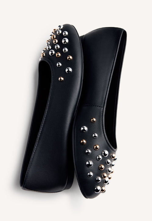 STUDDED LEATHER BALLET FLATS GONVICK