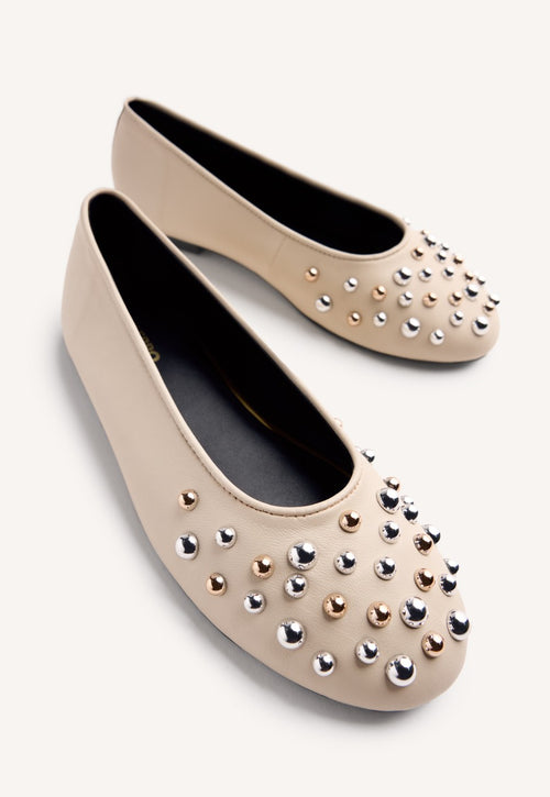STUDDED LEATHER BALLET FLATS GONVICK